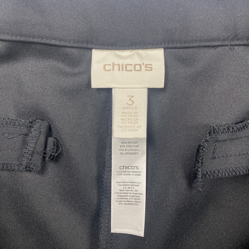 Chicos Black Size3 Sequined Hem Ankle Twill - Picture 9 of 16